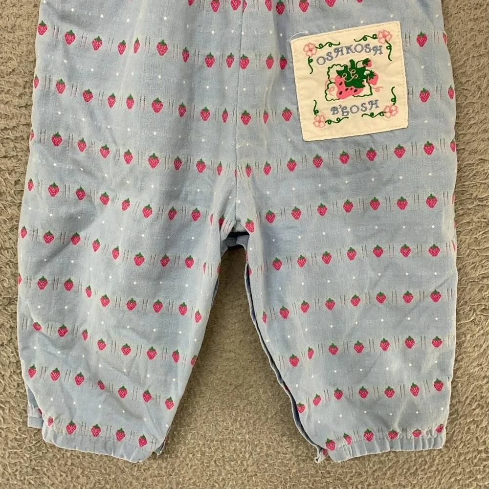Vintage OshKosh B'gosh Overalls Girls 2T Strawberry Dot Print Vestbak 90s